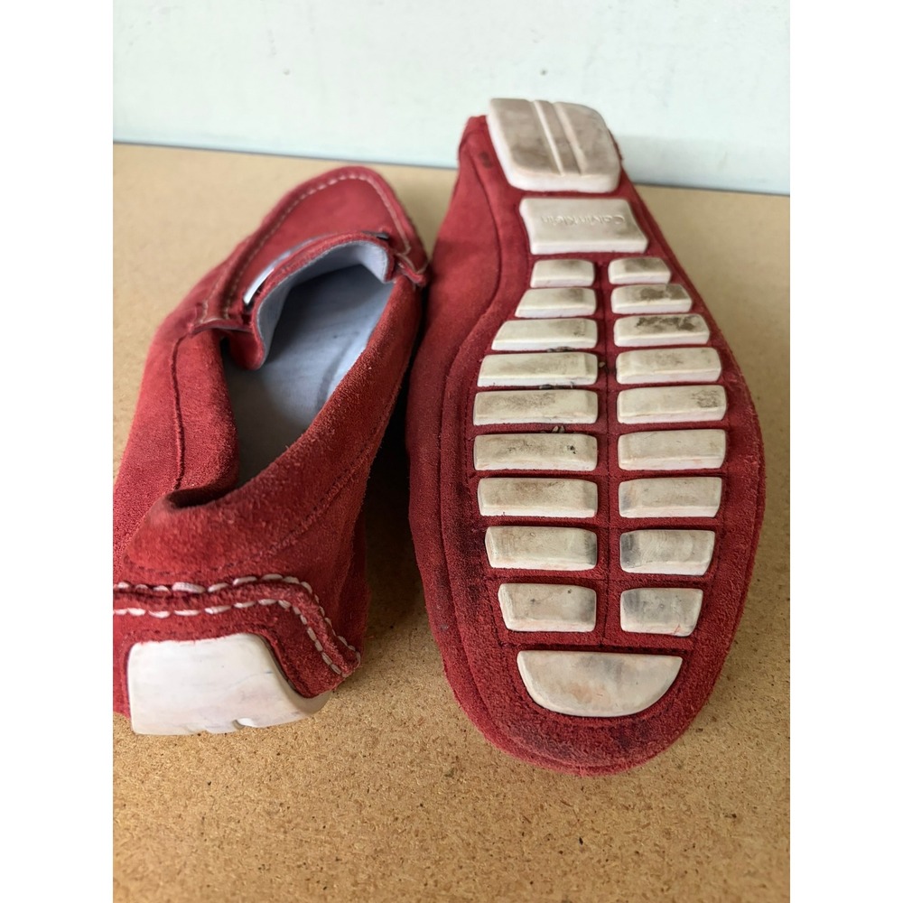 Calvin Klein Mens Red Suede Driving Loafers Moc Toe Slip On Size 11 - Picture 3 of 6